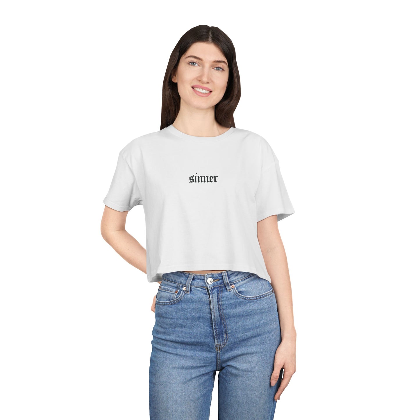 "SINNER" Cropped Tee – Devil on Your Back Edition
