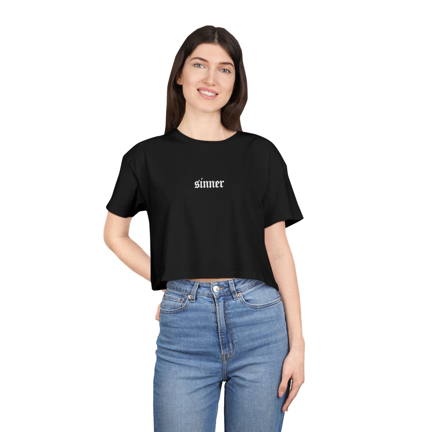 "SINNER" Cropped Tee – Devil on Your Back Edition
