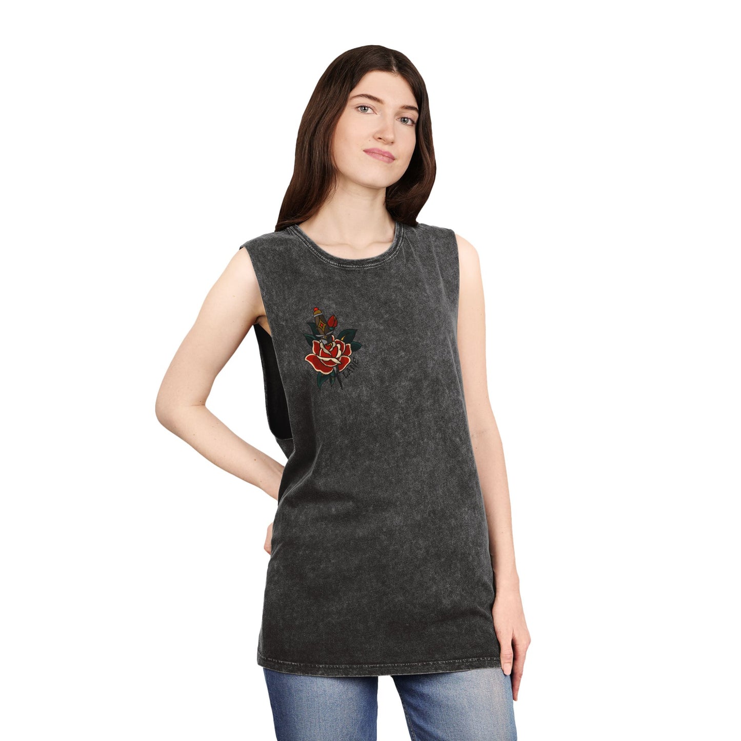 "Tattoos Are Trashy" Stonewash Tank – Old School Ink Edition