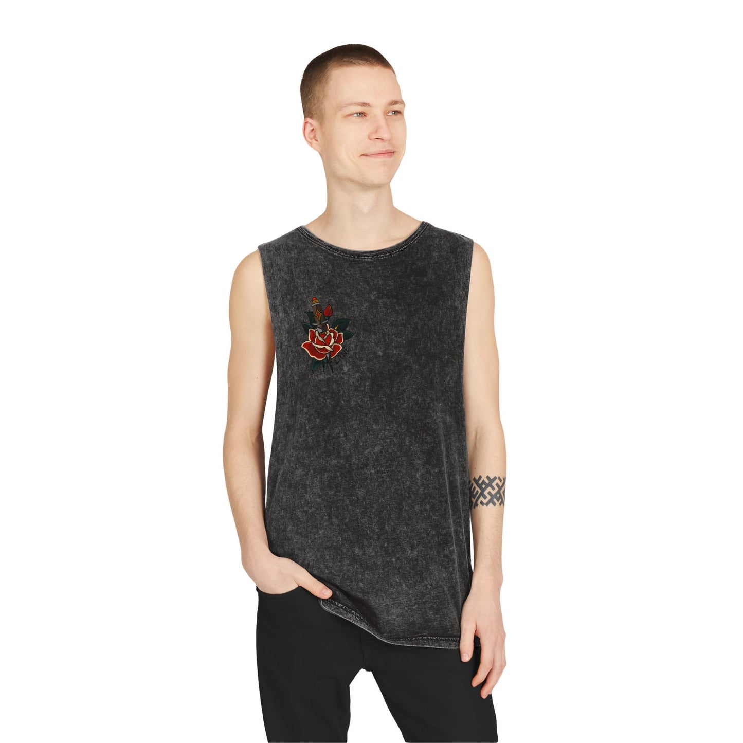 "Tattoos Are Trashy" Stonewash Tank – Old School Ink Edition